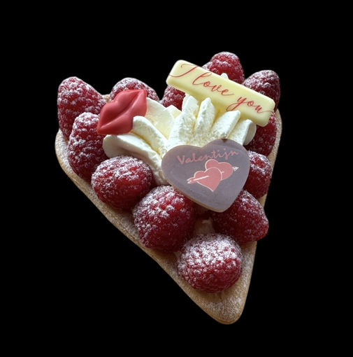 Afbeelding van Valentijn hart vlaaitje met frambozen